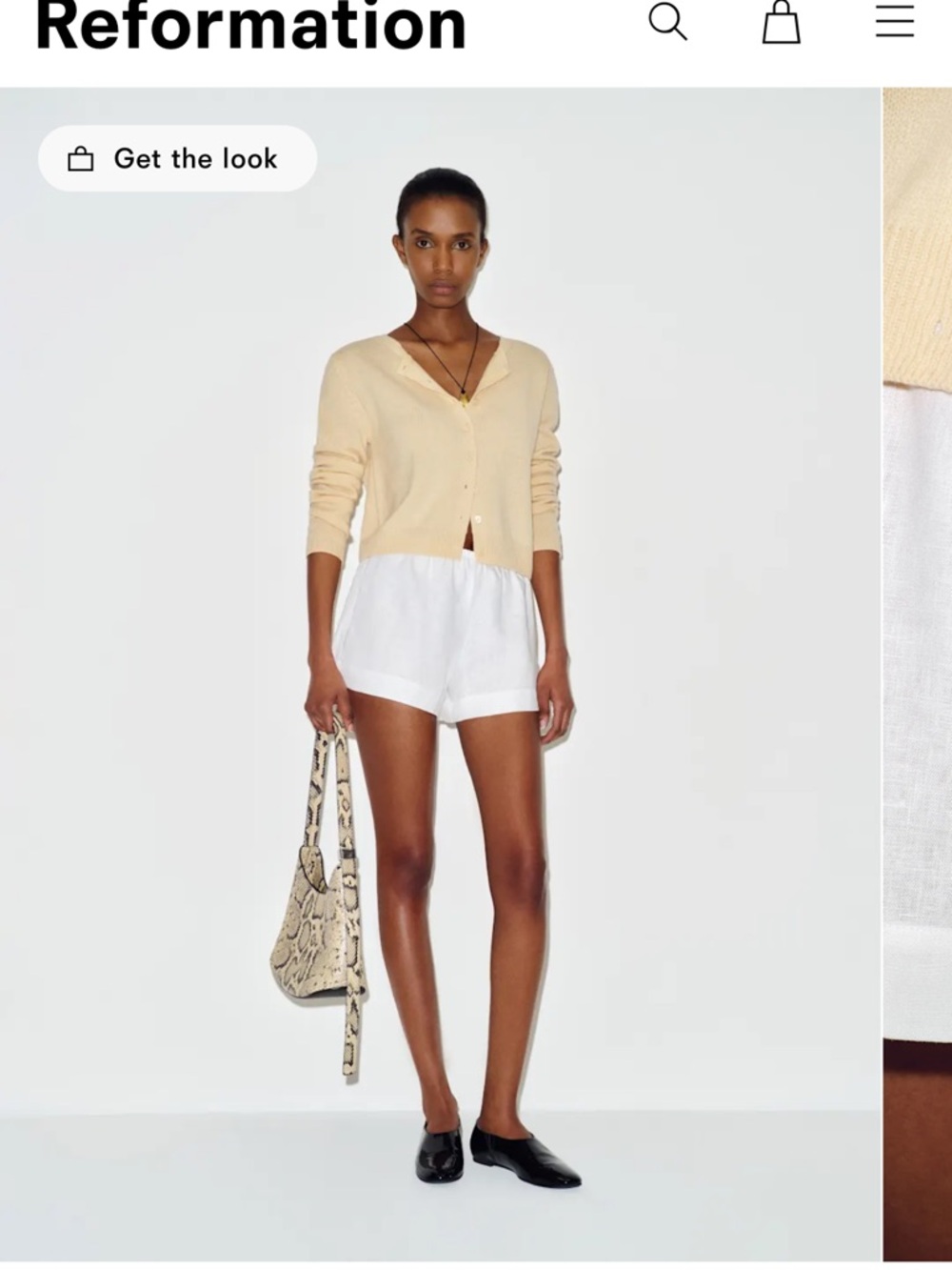 Reformation White High-Waist Linen shorts size small